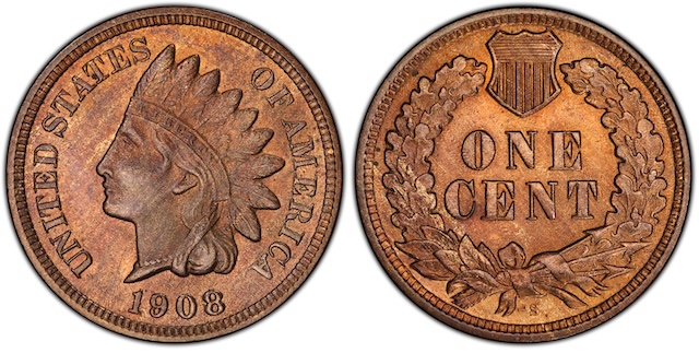 Side-by-side comparison of standard 1908-S mint mark vs 1908-S/S RPM FS-501 showing secondary S impression