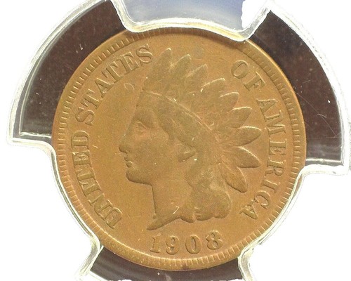 1908 Indian Head Penny MPD FS-301 Snow-4 showing misplaced date digits in the denticle area